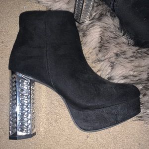 Silver studded black booties